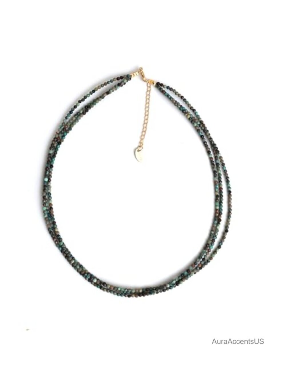 Turquoise Beaded Choker Necklace Gold Plated 18 Inch Triple Strand